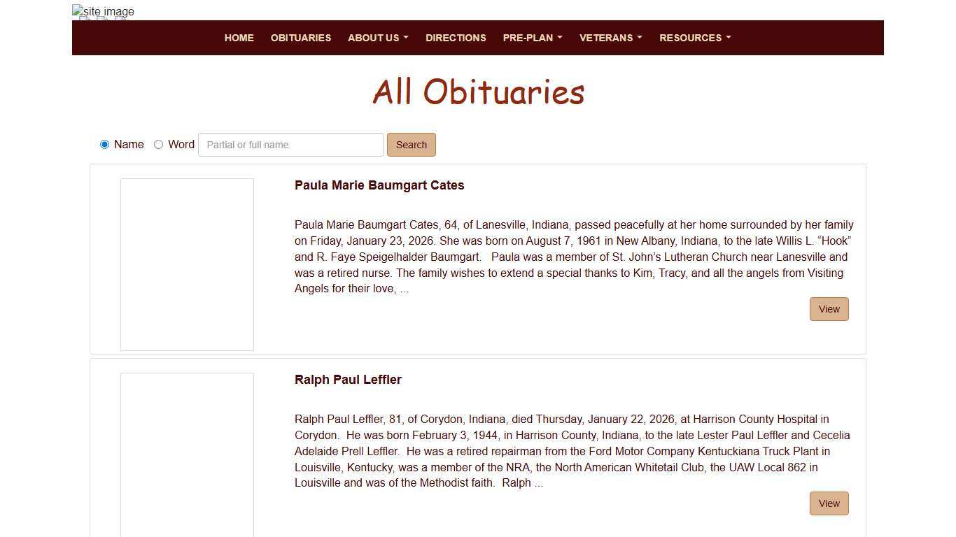 All Obituaries Beanblossom-Cesar Funeral Home Corydon, IN